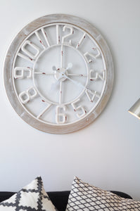 Metal and Wood Wall Clock, 28"