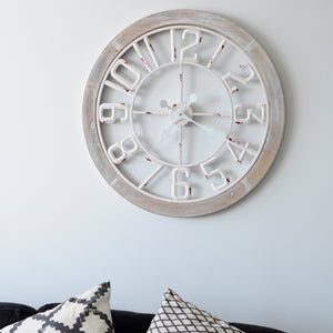 Metal and Wood Wall Clock, 28"