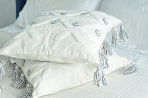 Boho Cotton White Tufted Cushion Cover