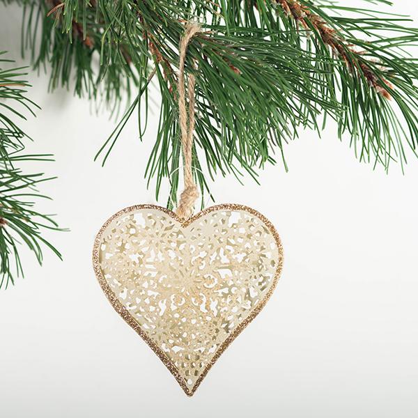 Gold Metal Heart Hanging decoration for your Christmas