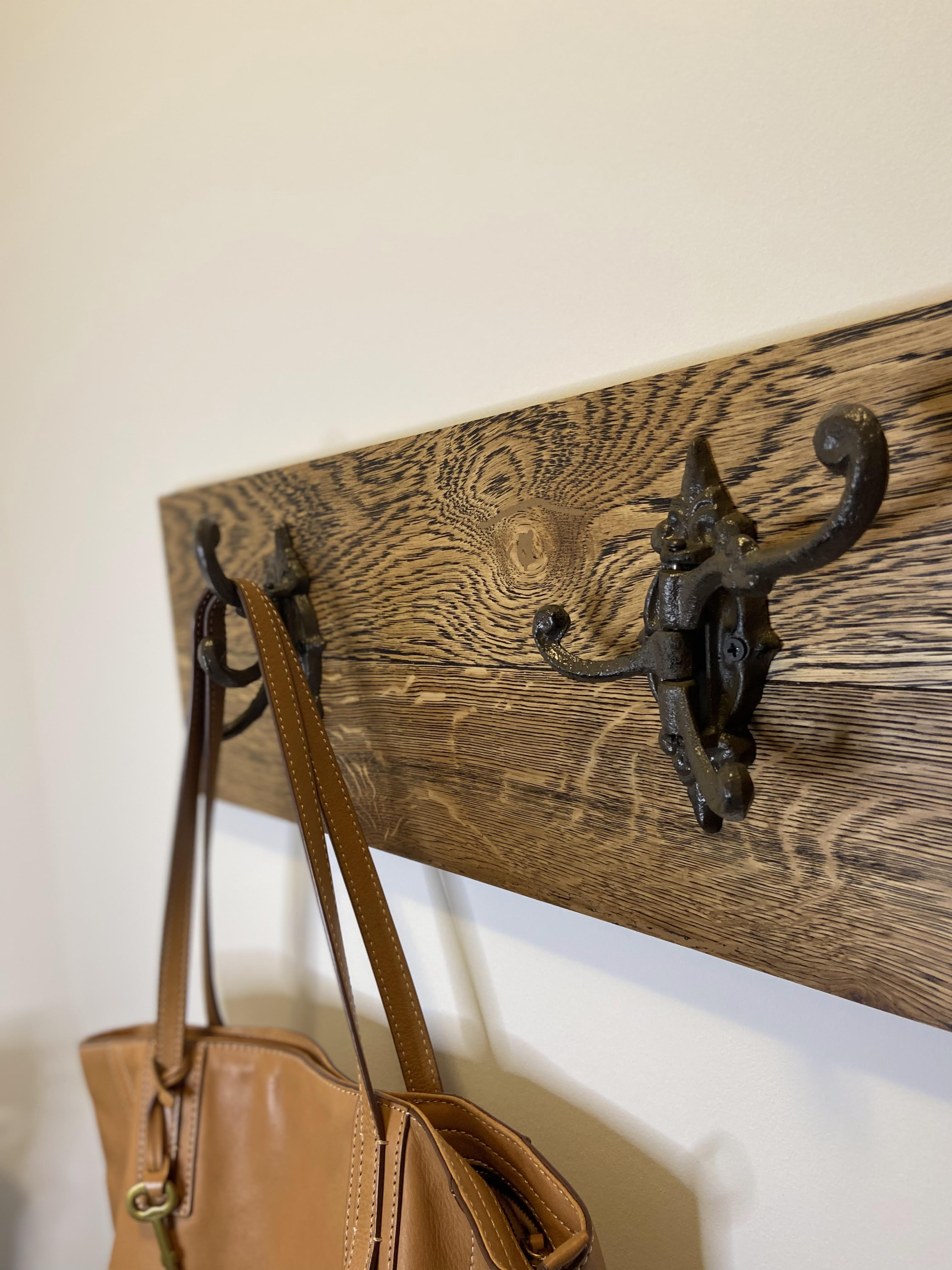 Cast Iron Vintage Brown Coat Rack