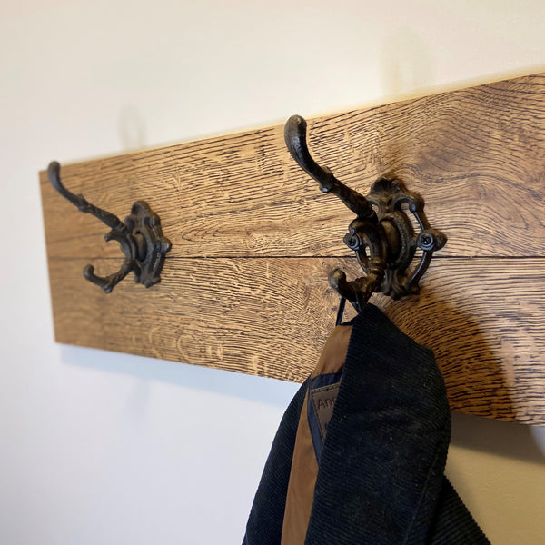 Antique White Coat Rack Double Iron Hook – the oak family boutique