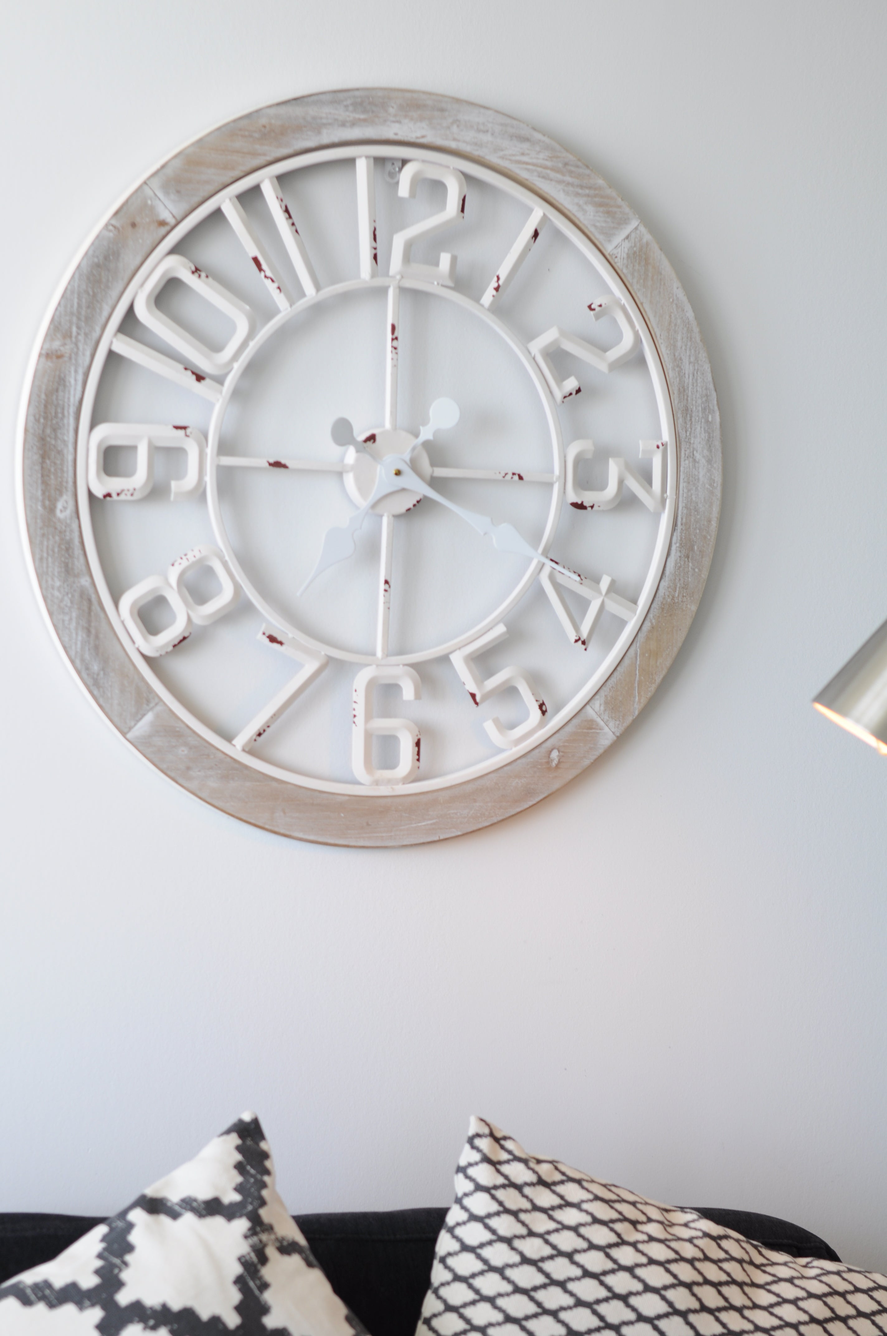 Metal and Wood Wall Clock, 28"