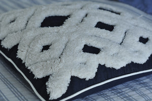Navy Tufted Cushion Cover