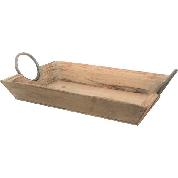 Wooden Tray with Metal Handles