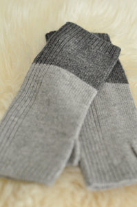 cashmere fingerless grey gloves