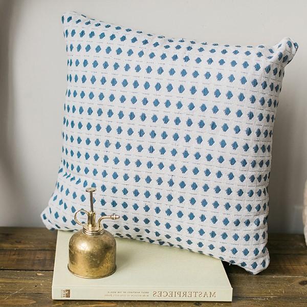 Cotton Cream Cushion Cover with Blue Dots