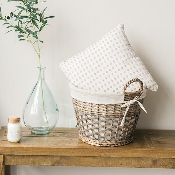 Cotton Cream Cushion Cover with Beige Dots