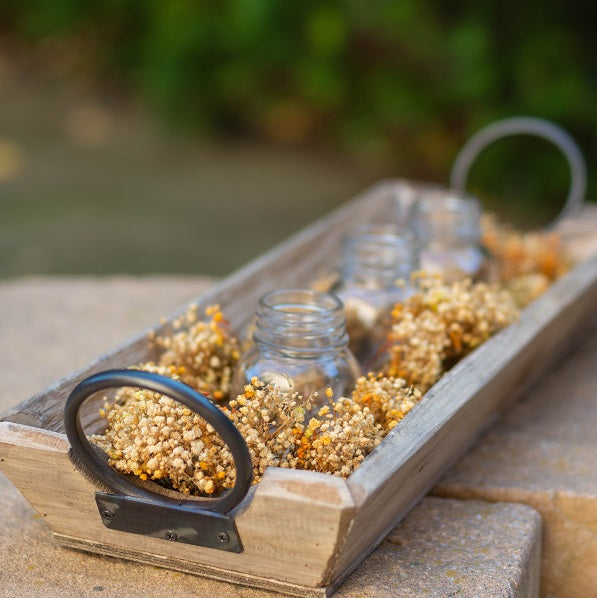 Wooden Tray with Metal Handles