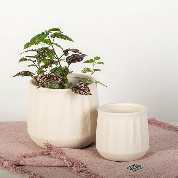 Textured Ceramic Pots, Set of 2