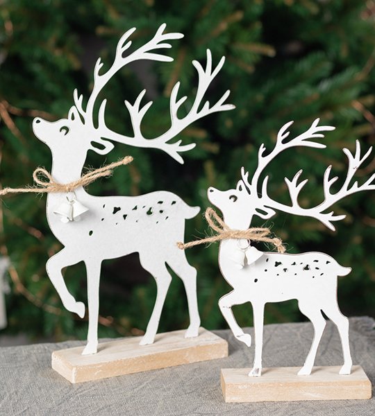 Metal Reindeer on Wooden Base