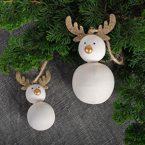 Wooden Reindeer Hanging Decoration, Set of 2