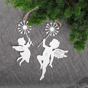 Metal angels hanging ornament, Set of 2