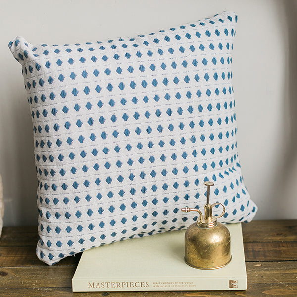 Cotton Cream Cushion Cover with Blue Dots