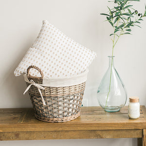 Cotton Cream Cushion Cover with Beige Dots