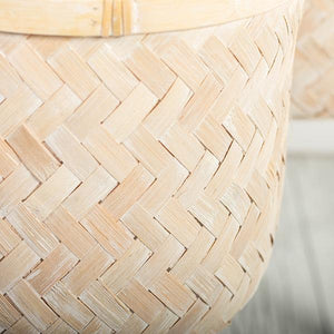 White Bamboo Standing Planter Pots, Set of 3