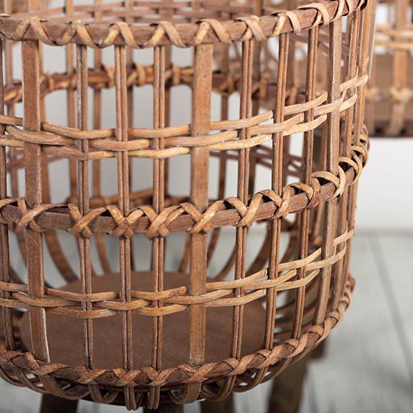Brown Bamboo Standing Planter Pots, Set of 3