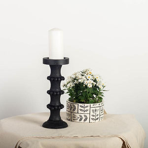 Black Wood Candle Holder